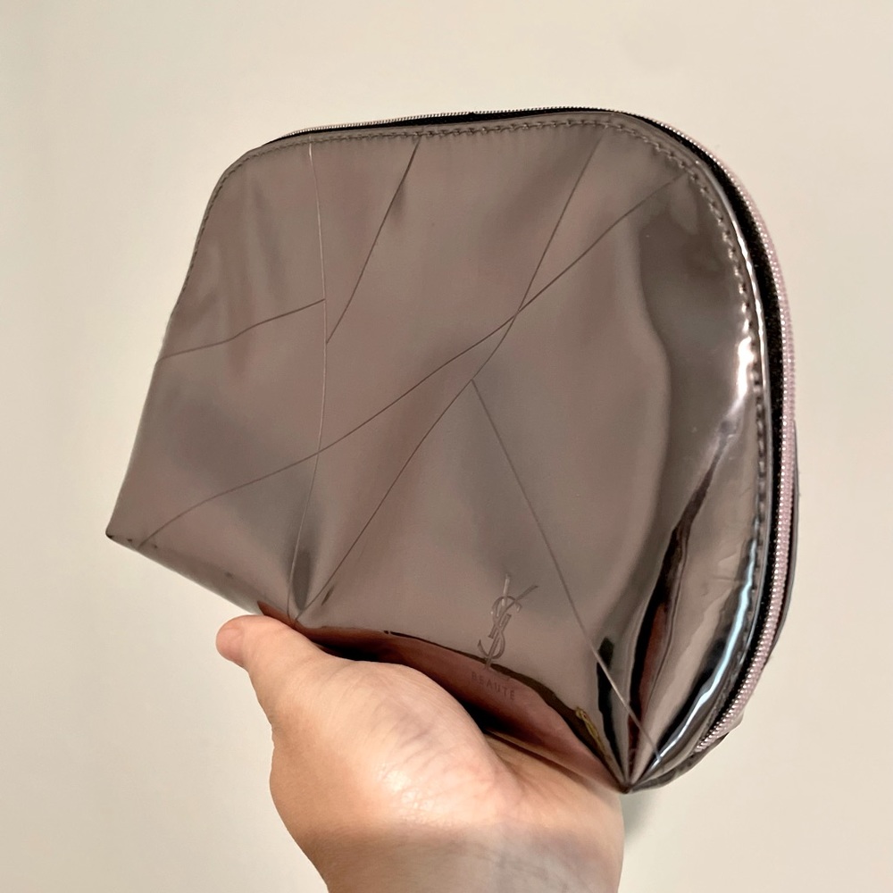 YVES SAINT LAURENT METALLIC ZIPPERED MAKEUP BAG